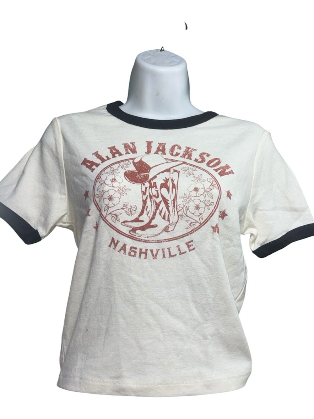 Alan Jackson Nashville Ringer T-Shirt Size Medium NEW WITH TAGS Stretch Country